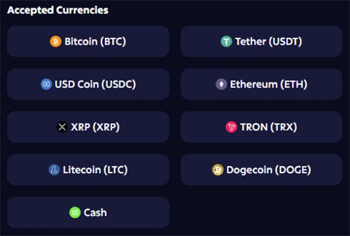 Roobet Payment Methods Accepted Currencies